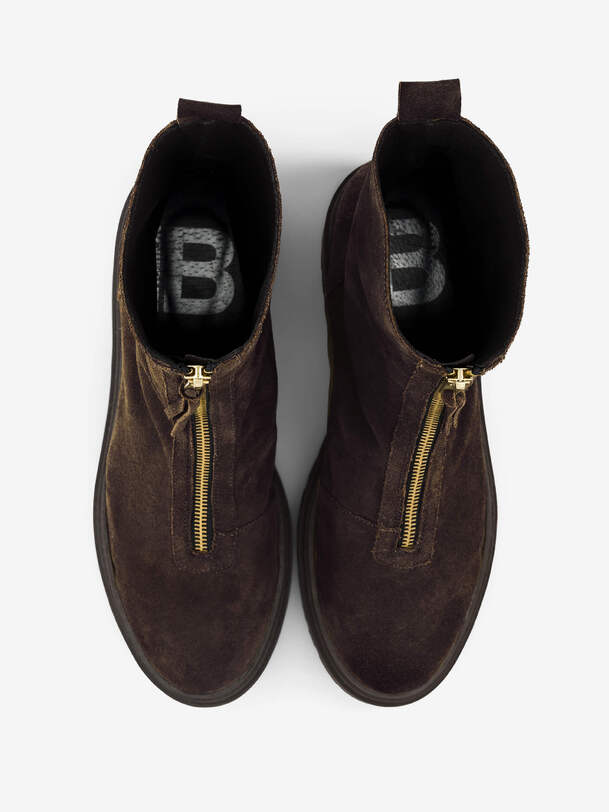 de las mujeres con cremallera botas chelsea de chocolate