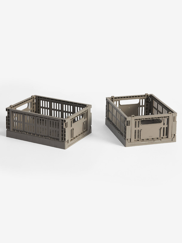 conjunto de 2 mini caisses caja gris cálido - heno gris