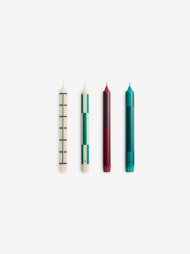 conjunto de 4 bougies vert amp burdeos - heno multicolor