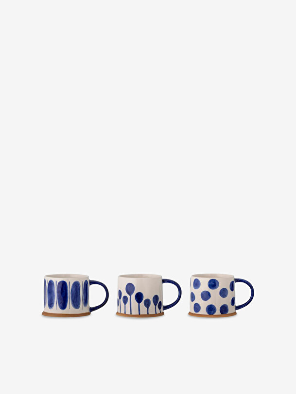 conjunto de 3 linora tazas azules azul