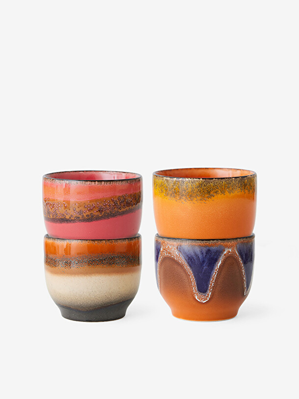 set de 4 tazas de café multicolor