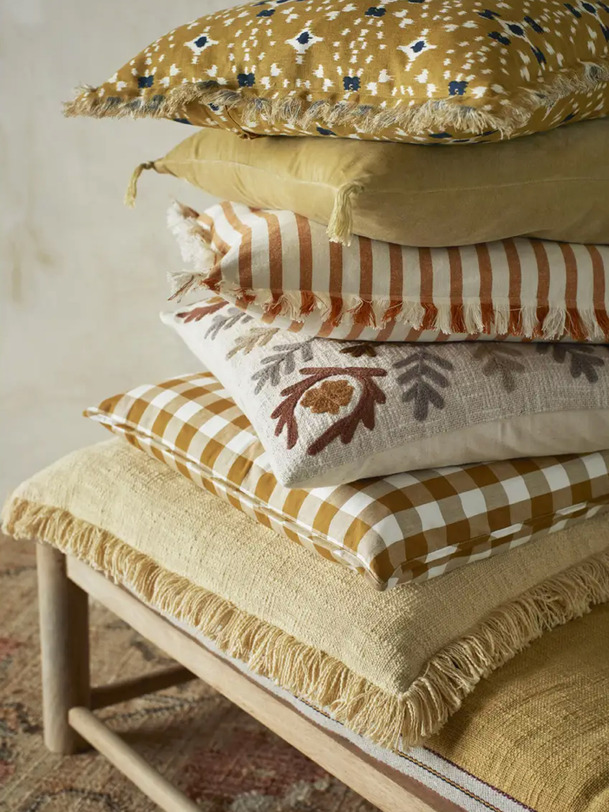 coussin vichy 50x50 - mme stoltz mostaza