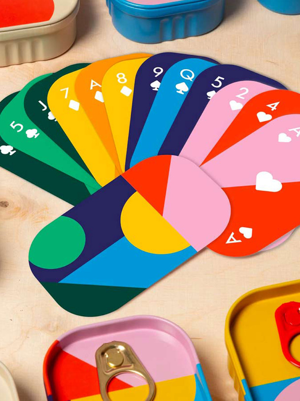 jugar jeu de cartes - diseño de bloques multicolores