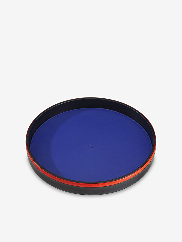 cuero de la bandeja de diámetro 32 cm htr 3.8 cm marino