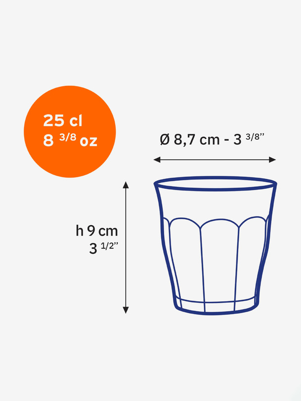 lote de 6 verres picardía 25 cl - duralex marino