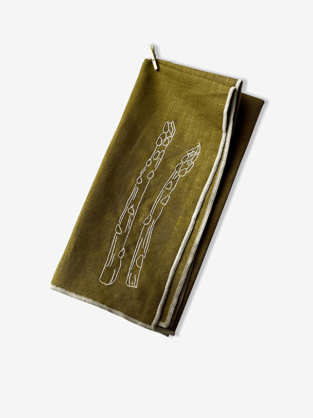 conjunto de 2 espárragos servilletas de color caqui