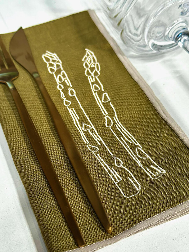 conjunto de 2 espárragos servilletas de color caqui