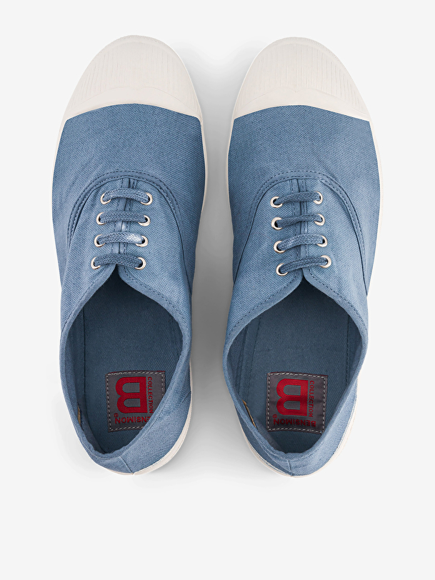 el tenis de los hombres cordones de mezclilla