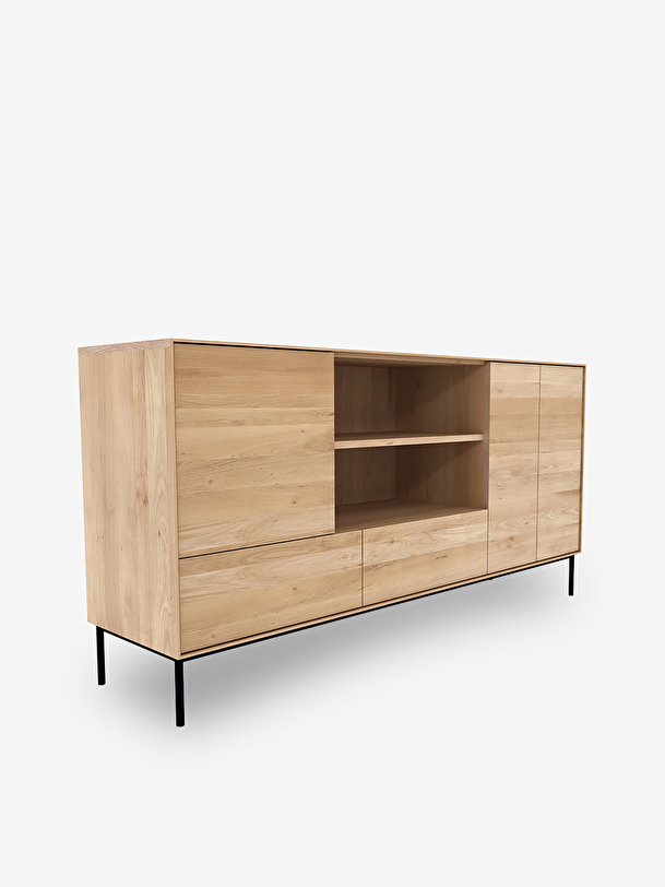 roble whitebird aparador de 3 puertas 2 cajones de roble claro