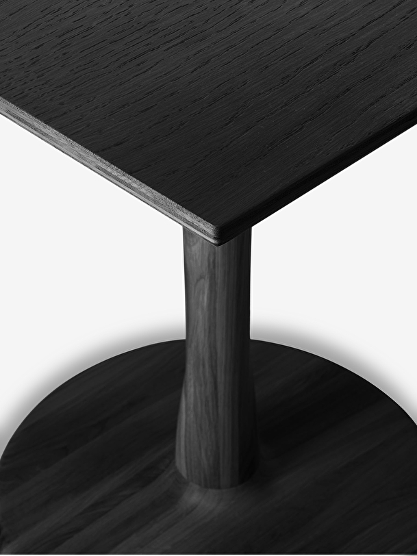 roble de torsión de la plaza de mesa negra - l70 cm negro