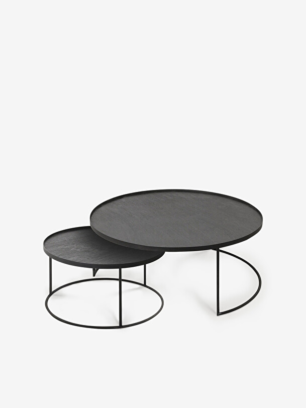 conjunto de mesas con bandejas negro