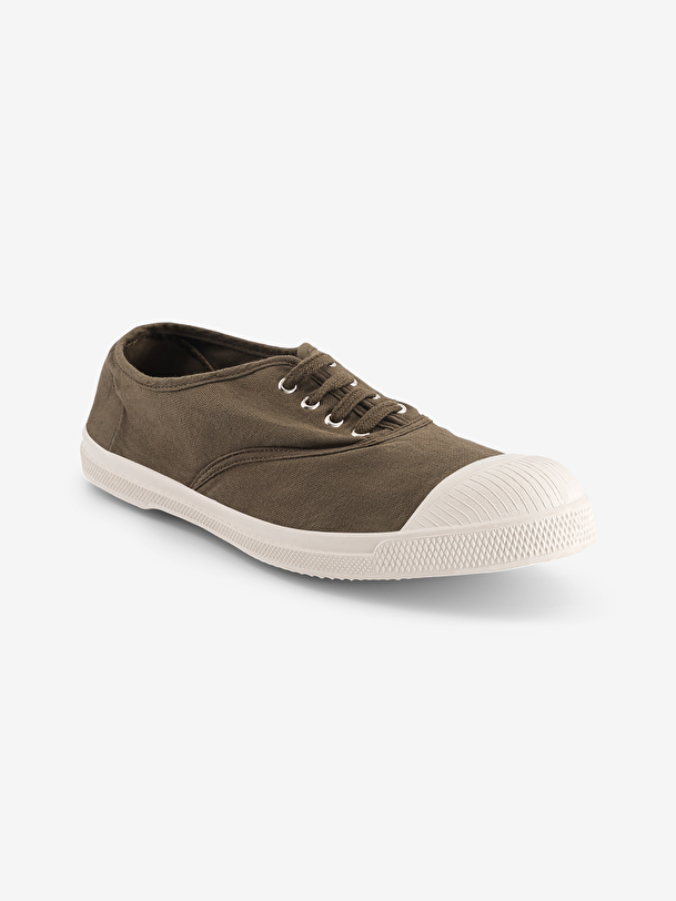 mujer de encaje-up de tenis de color caqui