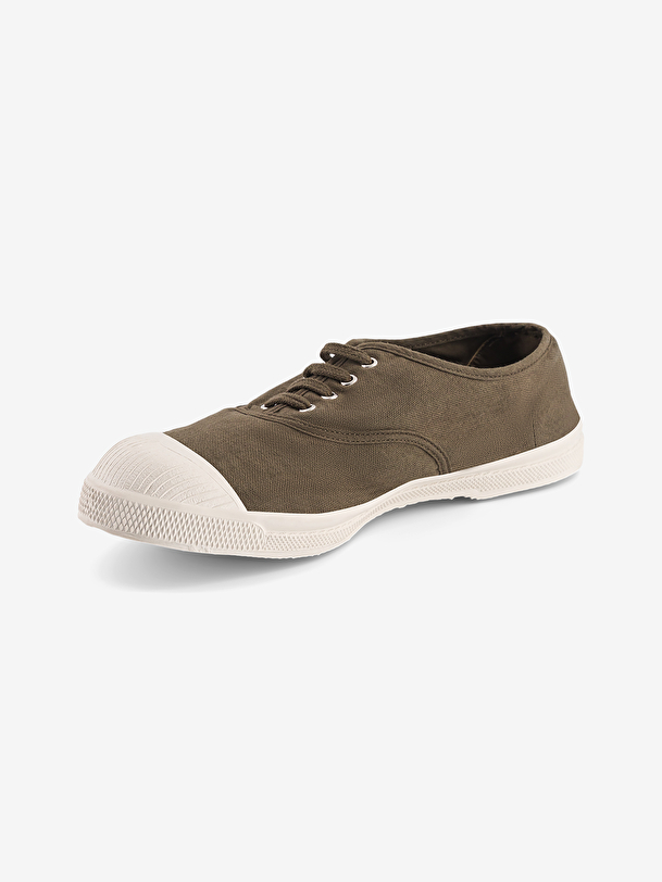 mujer de encaje-up de tenis de color caqui
